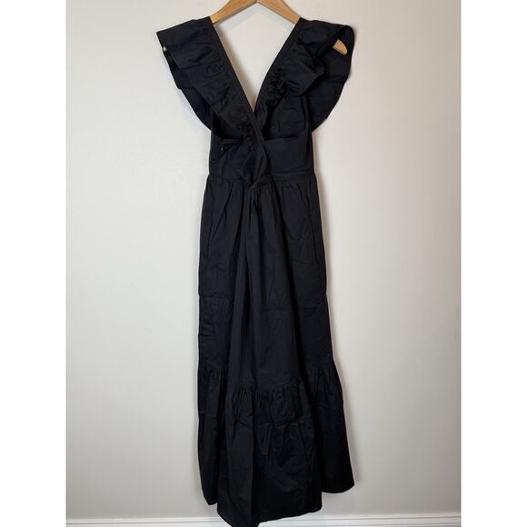 NWT Mott50 Serena Ruffle V-Neck Maxi Dress Sun Protection Black Sz Small - Picture 5 of 12
